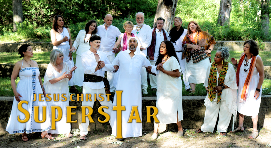 The Cast of Jesus Christ Superstar gathers in the Park where the show is held